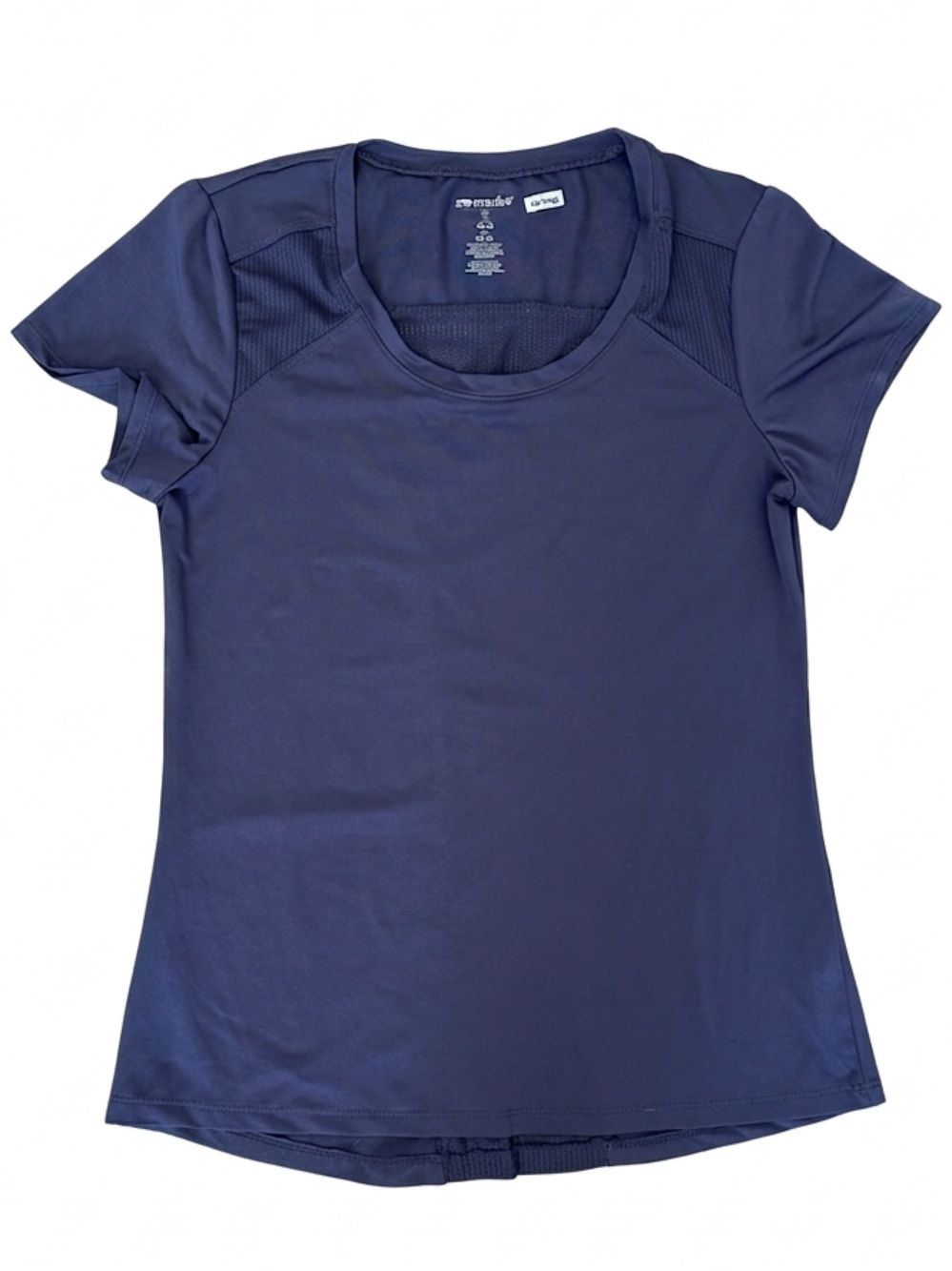 EUC Women’s Marika Tech Short Sleeve Activewear Top Navy Indigo Sz M Yoga